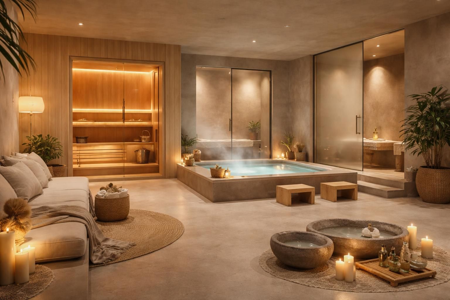 découvrez nos espaces bien-être et spa à domicile alliant hammam, sauna et décoration zen minimaliste pour une expérience de relaxation complète et personnalisée.